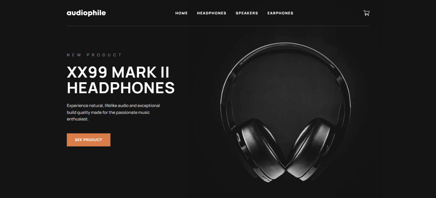 Audiophile e-commerce website homepage